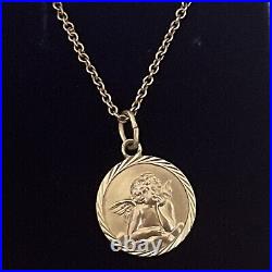 9ct gold chain with 8ct gold Guardian Angel pendant