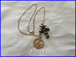 9ct gold chain with two masonic pendants