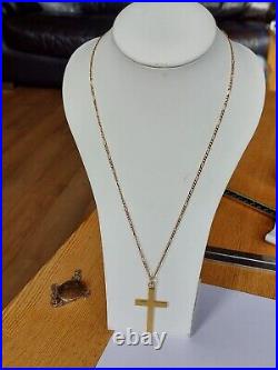 9ct gold cross and 22curb chain hallmarked