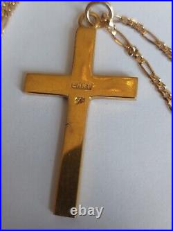 9ct gold cross and 22curb chain hallmarked