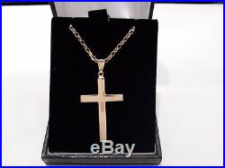 9ct gold cross & chain mens ladies hallmarked 375 gift boxed 20 chain
