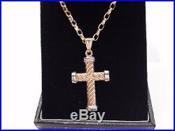 9ct gold cross & chain mens ladies hallmarked 375 gift boxed 20 chain