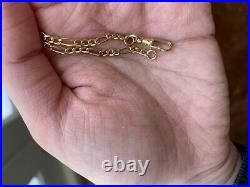 9ct gold figaro chain necklace with dog clip and T bar