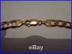 9ct gold flat curb chain necklace 20 inch long 30.8 grams full UK hallmarks