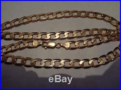 9ct gold flat curb chain necklace 20 inch long 30.8 grams full UK hallmarks