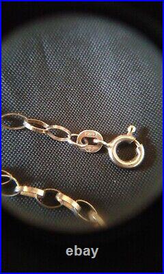 9ct gold hallmark 375 belcher necklace chain 18 ins long