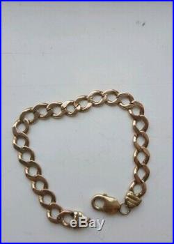 9ct gold men's flat curb chain bracelet hallmarked 21.1 grams 8.2 inches
