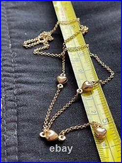 9ct gold micro belcher chain & puffy heart charm necklace 4.1grams 16inch