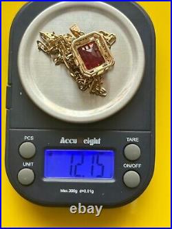 9ct gold ruby gemstone pendant and chain