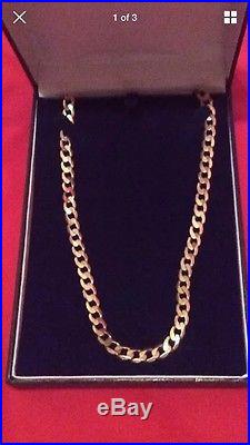 9ct gold solid curb chain 22 inch length 31.5 grams