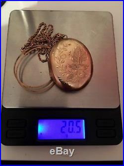 9ct gold very large locket and 9ct gold chain 20.5gr total weight