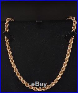9ct gold vintage chunky rope chain 22 inches long
