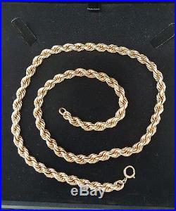 9ct gold vintage chunky rope chain 22 inches long