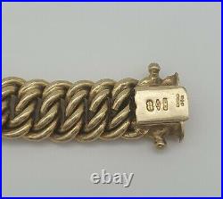 9ct solid gold UnoAErre double curb link chain bracelet mens women used 20.7 g