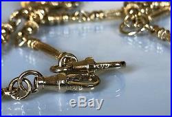 9ct solid gold fancy link fob chain with T-Bar 33.47g / 52cm