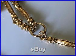 9ct solid gold fancy link fob chain with T-Bar 33.47g / 52cm