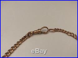 9ct solid rose gold pocket watch curb link fob chain 20.62g