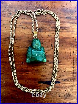 9ct vintage gold chain 22 inches with Jade Buddha