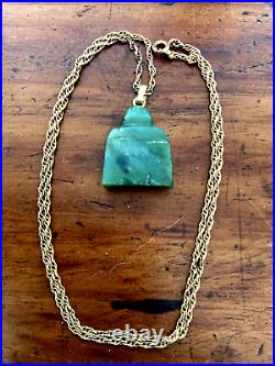 9ct vintage gold chain 22 inches with Jade Buddha