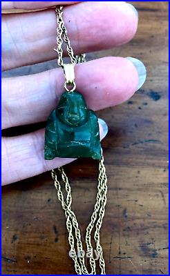 9ct vintage gold chain 22 inches with Jade Buddha