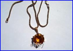 9ct yellow gold Citrine pendant and 9ct gold chain