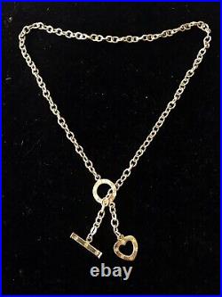 9ct yellow gold Screw Head heart and t bar lariat chain