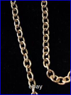 9ct yellow gold Screw Head heart and t bar lariat chain