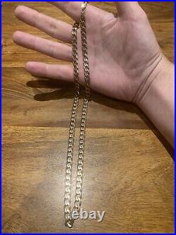 9ct yellow gold curb link chain necklace 45g Hallmarked 25 X 7.2mm Italy