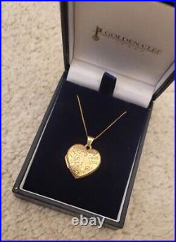 9ct yellow gold heart locket and chain