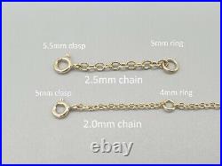 9k 9ct yellow gold standard heavy weight chain extender safety chain 0.5- 4