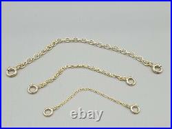 9k 9ct yellow gold two clasp extender safety chain connector extension 0.5 4