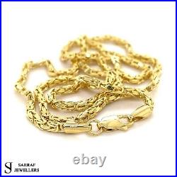 9k Yellow Gold Byzantine Link Chain Necklace 2mm All Size 375 Stamp Handmade NEW