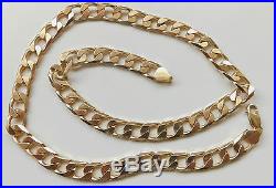 A HEAVY SOLID 9ct GOLD 59.6g 20 INCH CURB CHAIN