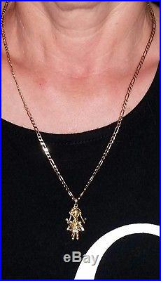 A Lovely 9ct gold Ragdoll on a lovely 9ct Gold 3 in 1 figaro chain