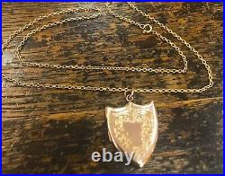 A Very Lovely Antique 9ct Rose Gold Engraved Shield Shaped Locket & Chain