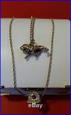 A very nice 9ct gold lion pendant on a Diamond cut Belcher chain Leo birth sign