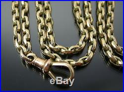 ANTIQUE 9ct GOLD FACETED BELCHER LINK LONG GUARD NECKLACE CHAIN 60 inch C. 1880