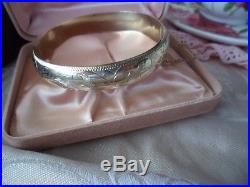 ANTIQUE VINTAGE STERLING SILVER and 9 ct GOLD VICTORIAN LEAF BANGLE SAFETY CHAIN