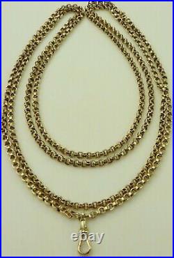 Antique 58 inch 9ct yellow gold muff guard watch chain necklace Weighs 41.5 gms