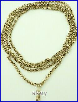 Antique 58 inch 9ct yellow gold muff guard watch chain necklace Weighs 41.5 gms