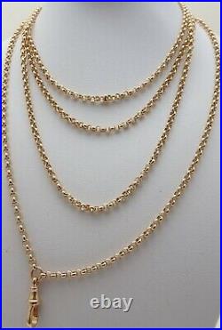 Antique 60 inch long 9ct rose gold muff guard chain necklace Weighs 36 grams