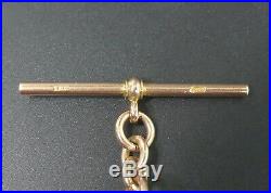 Antique 9 Ct Rose Gold Double Clip Curb Link Pocket Watch Albert Chain 36.8 G