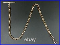 Antique 9 Ct Rose Gold Pocket Watch Albert Curb Link Chain C. 1910 31.7 Grams