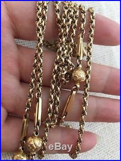 Antique 9CT Gold Fancy Link Long Guard Chain 58 Inch 147cm 31.5g