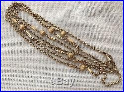 Antique 9CT Gold Fancy Link Long Guard Chain 58 Inch 147cm 31.5g
