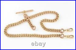Antique 9Ct Rose Gold Curb Link Double Albert Watch Chain, Chester c 1916, 61.1g
