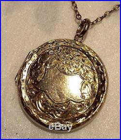 Antique 9ct Engraved Gold Locket On Fine 9ct Gold Chain
