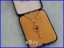Antique 9ct Gold & Amethyst Pendant & Chain + Original Box, from an old estate