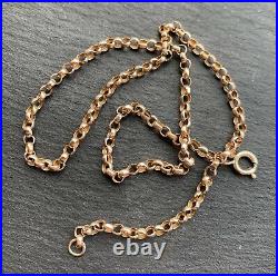Antique 9ct Gold Barrel Link Necklace Chain