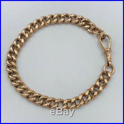 Antique 9ct Gold Curb Link Chain Single Albert Bracelet #504